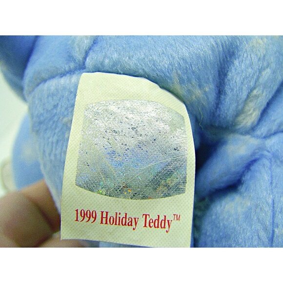 Ty Beanie Baby 1999 Holiday Teddy Blue Snowflake Bear Plush Toy Collectible 8" - Picture 8 of 9